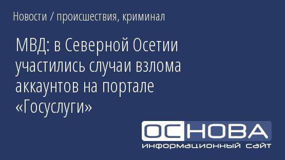 МВД: в Северной Осетии участились случаи взлома аккаунтов на портале «Госуслуги»