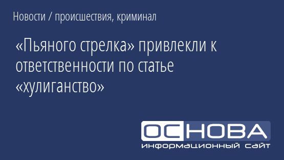 «Пьяного стрелка» привлекли к ответственности по статье «хулиганство»