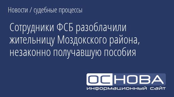 Сотрудники ФСБ разоблачили жительницу Моздокского района, незаконно получавшую пособия