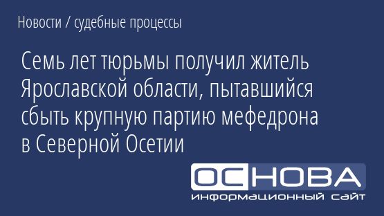 Семь лет тюрьмы получил житель Ярославской области, пытавшийся сбыть крупную партию мефедрона в Северной Осетии