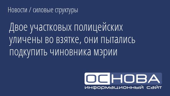 Двое участковых полицейских уличены во взятке, они пытались подкупить чиновника мэрии