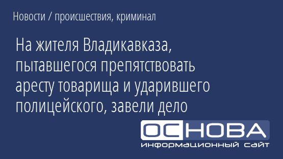 На жителя Владикавказа, пытавшегося препятствовать аресту товарища и ударившего полицейского, завели дело