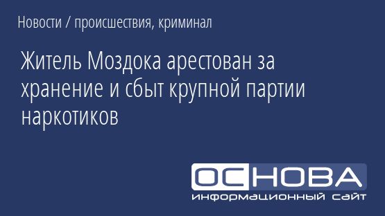 Житель Моздока арестован за хранение и сбыт крупной партии наркотиков