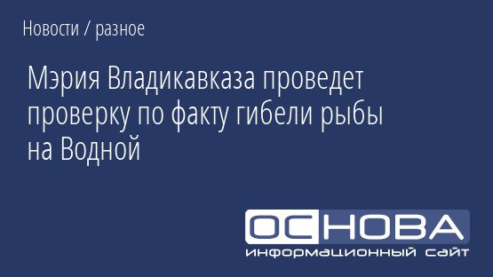 Мэрия Владикавказа проведет проверку по факту гибели рыбы на Водной