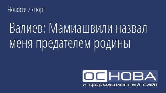 Валиев: Мамиашвили назвал меня предателем родины