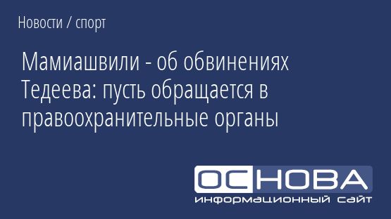 Мамиашвили - об обвинениях Тедеева: пусть обращается в правоохранительные органы