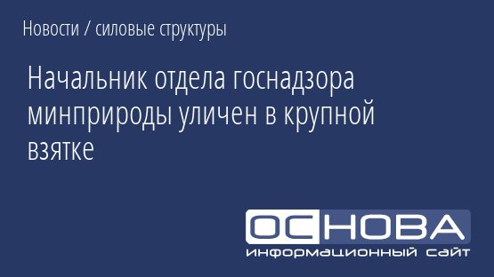 Начальник отдела госнадзора минприроды уличен в крупной взятке