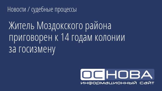 Житель Моздокского района приговорен к 14 годам колонии за госизмену